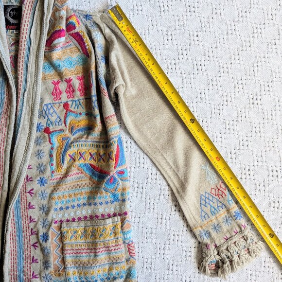 JOHNNY WAS BIYA Women's Embroidered Hooded Duster Cardigan Butterfly Beige Sz XS - Picture 6 of 7
